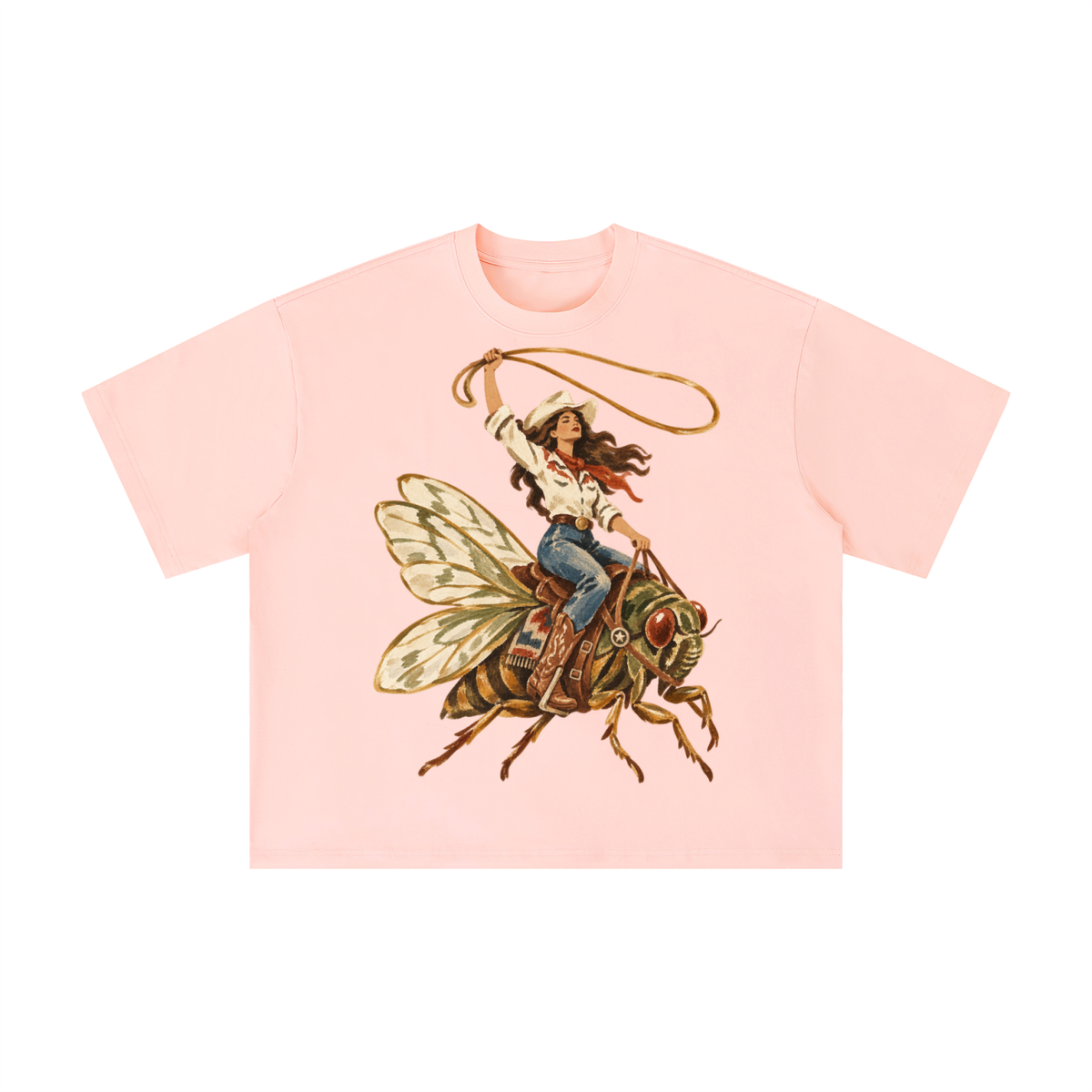 Cowgirl on a Texas Cicada Vintage Graphic Tee