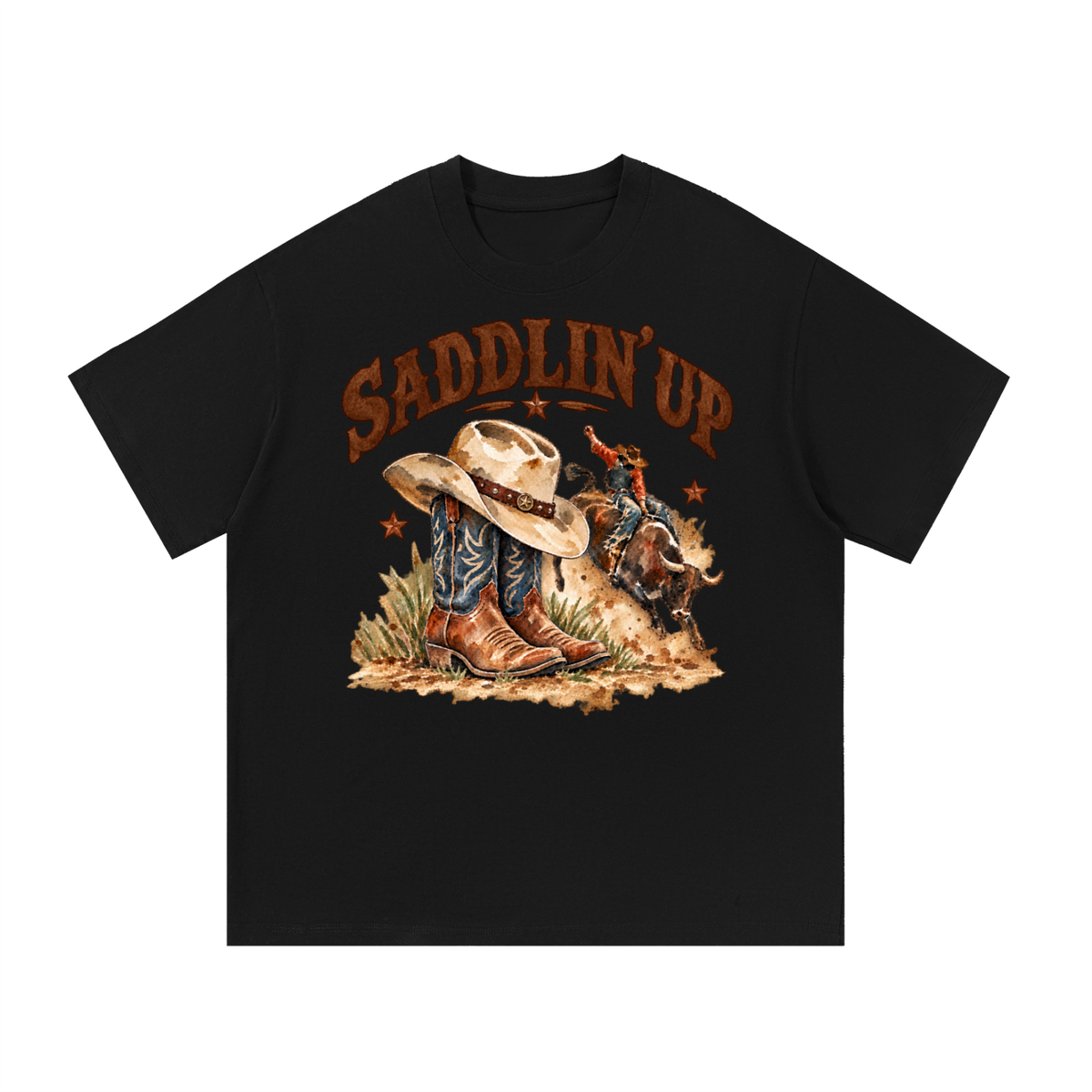 Saddlin’ Up Texas Bull Riding Graphic Tee