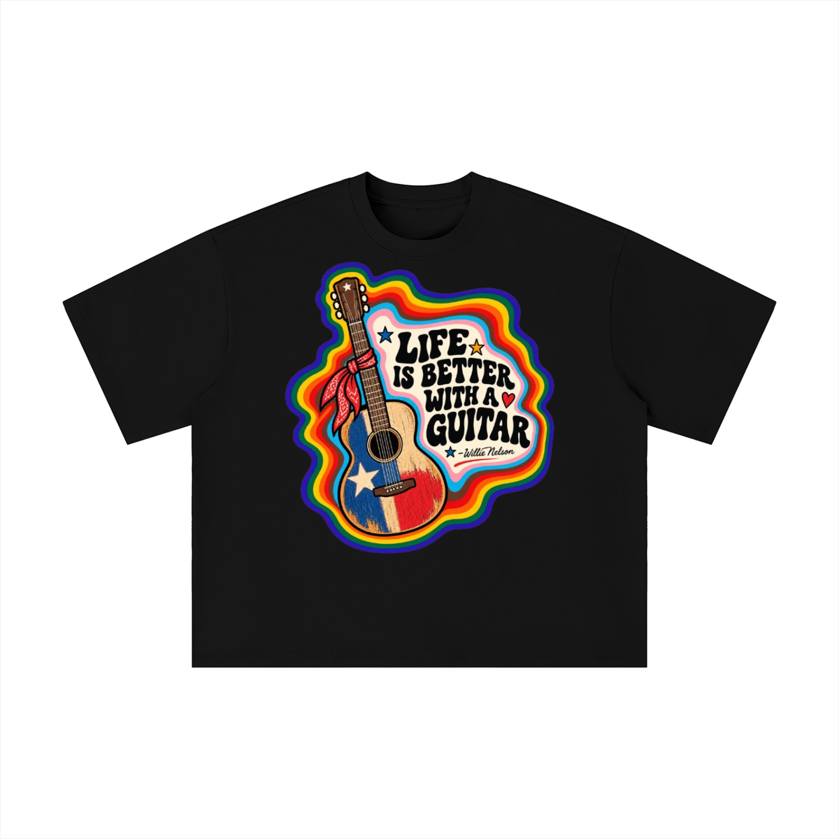 Life Is Better With a Guitar Willie Nelson Texas Tee