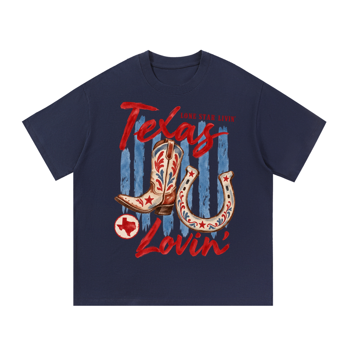 Texas Lovin’ Western Boots & Horseshoe Vintage T-Shirt