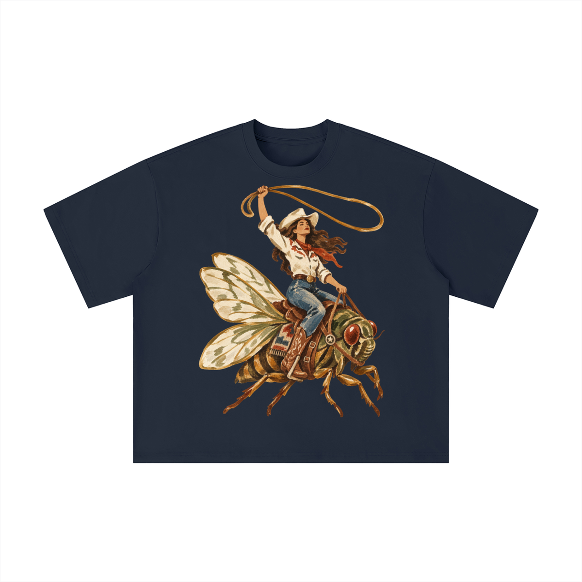 Cowgirl on a Texas Cicada Vintage Graphic Tee
