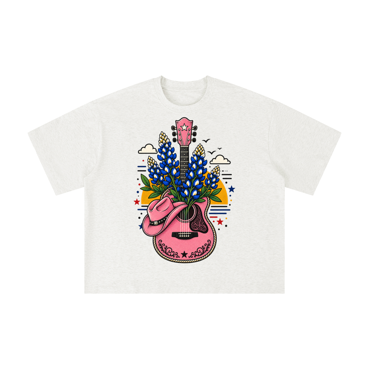 Pink Texas Bluebonnet Guitar Graphic Tee