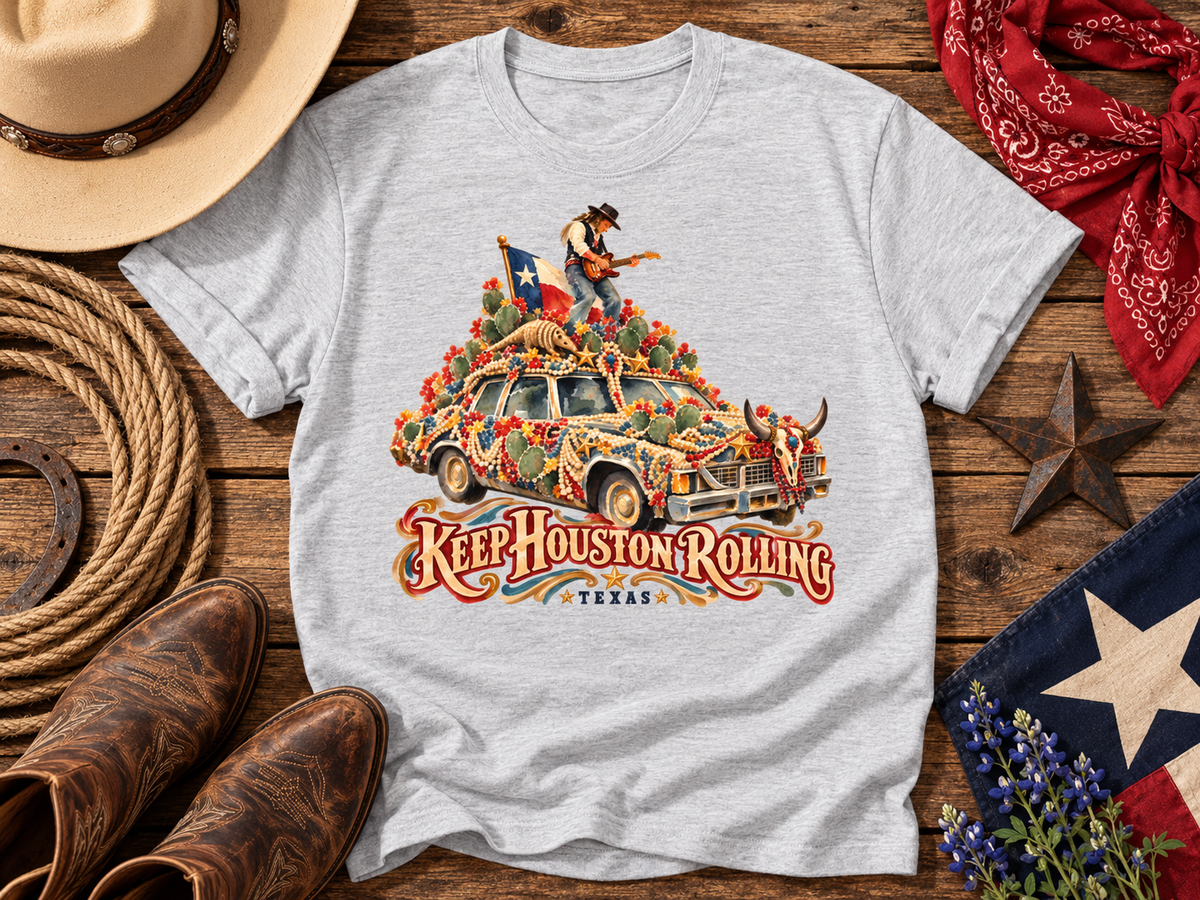 Keep Houston Rolling Art Car Texas Tee