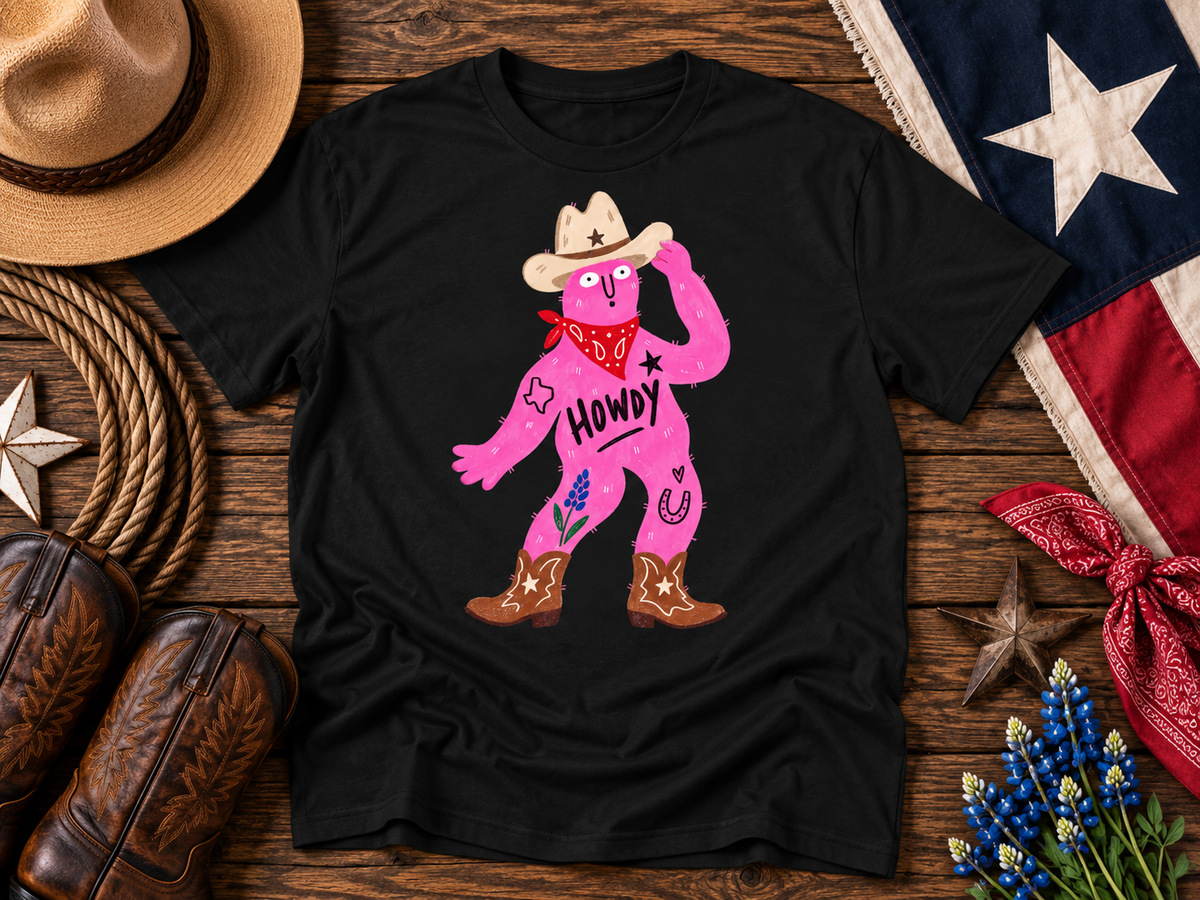 Howdy Texas Cowboy Character Graphic Tee