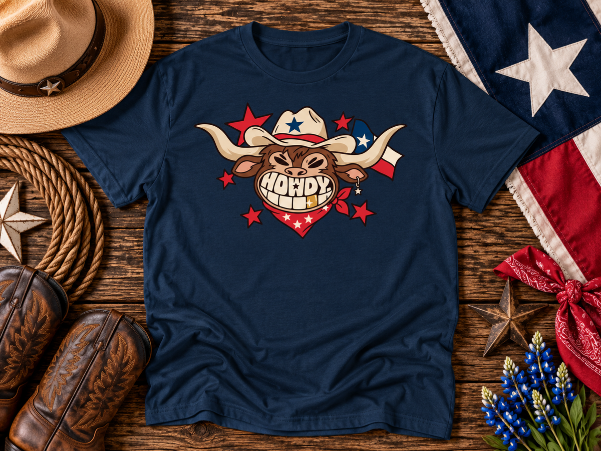 Howdy Texas Longhorn Grin Graphic Tee