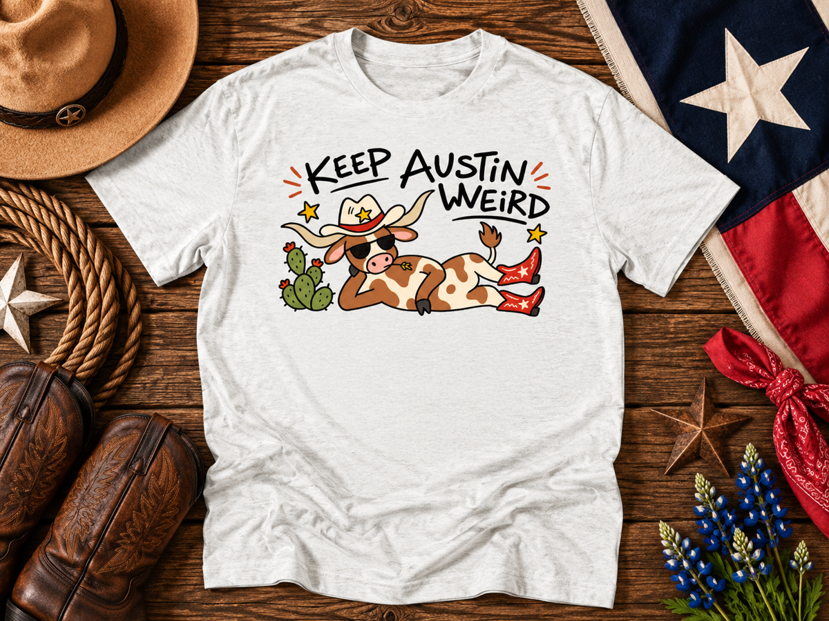 Keep Austin Weird Longhorn Cowboy Graphic Tee