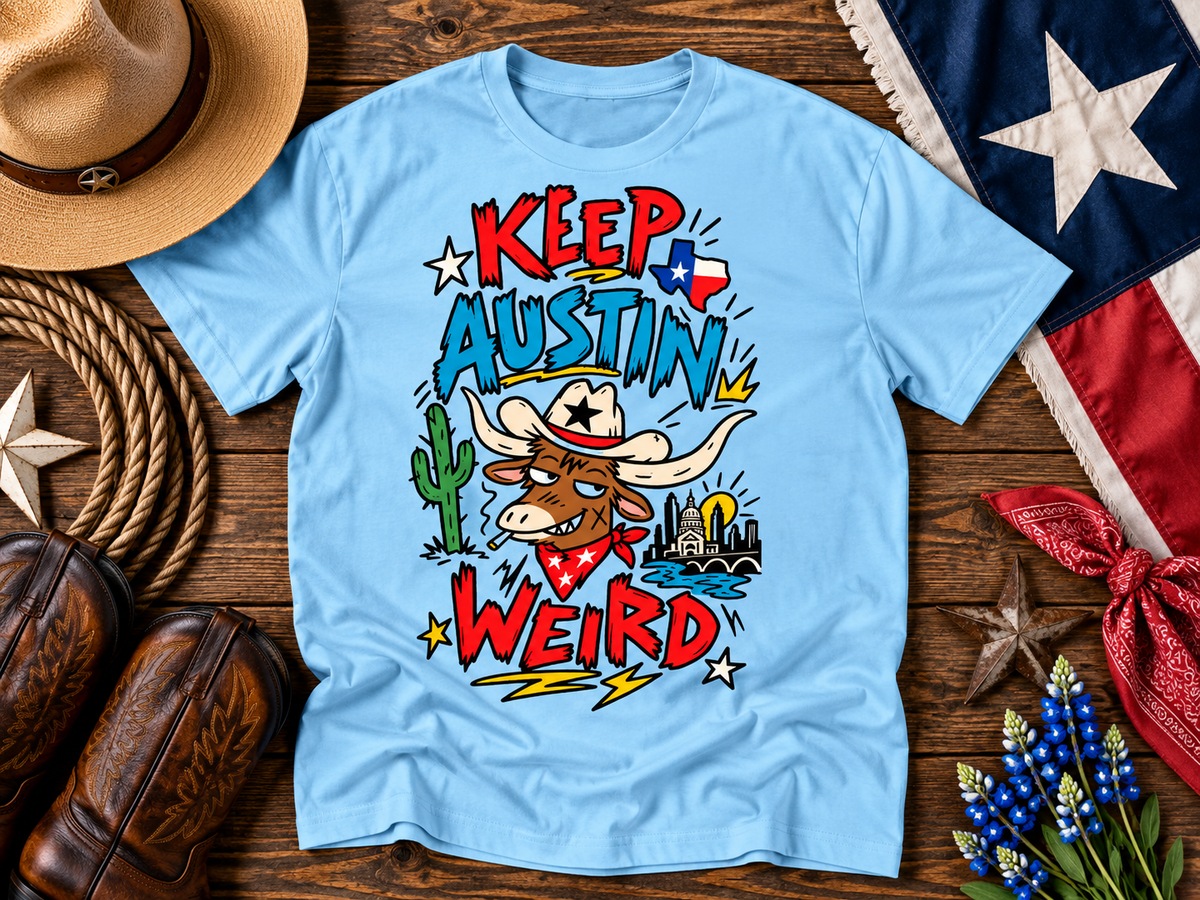 Keep Austin Weird Longhorn Graffiti Graphic Tee
