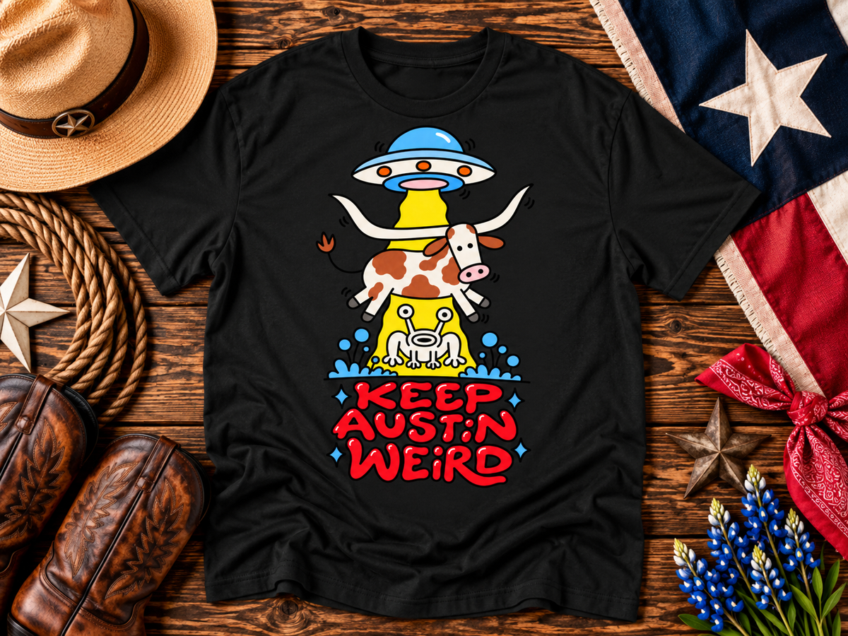 Keep Austin Weird UFO Longhorn Tee