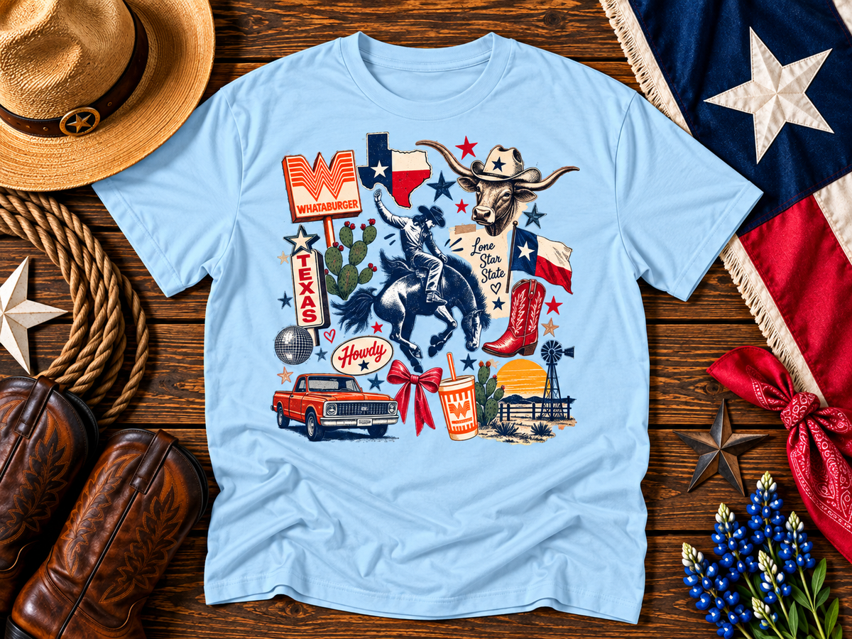 Lone Star State Texas Collage Graphic T-Shirt