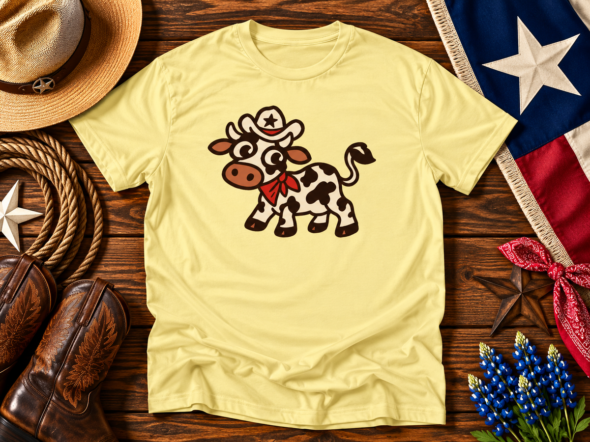 Retro Texas Cowboy Cow Graphic Tee