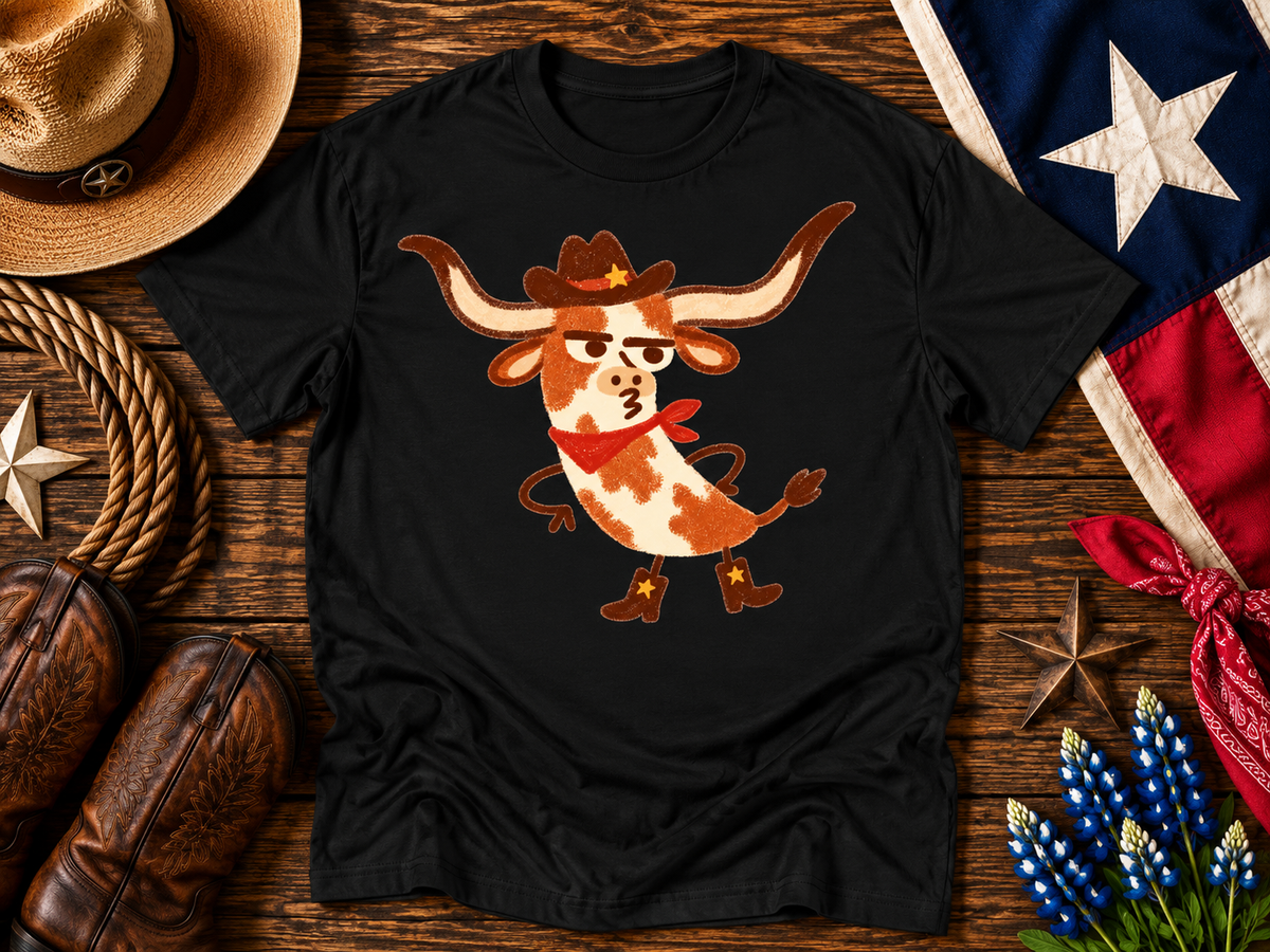 Sassy Texas Longhorn Cowboy Graphic Tee