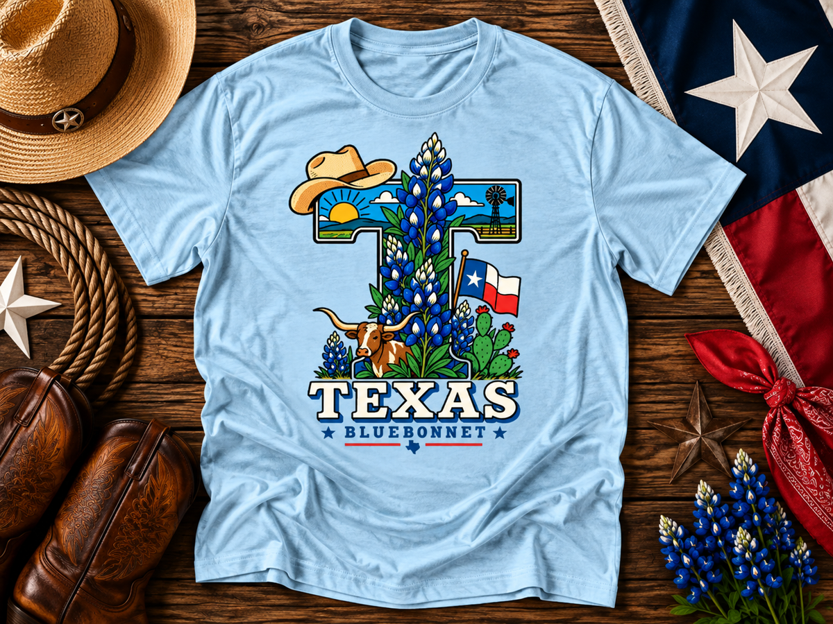 Texas Bluebonnet Longhorn Graphic Tee