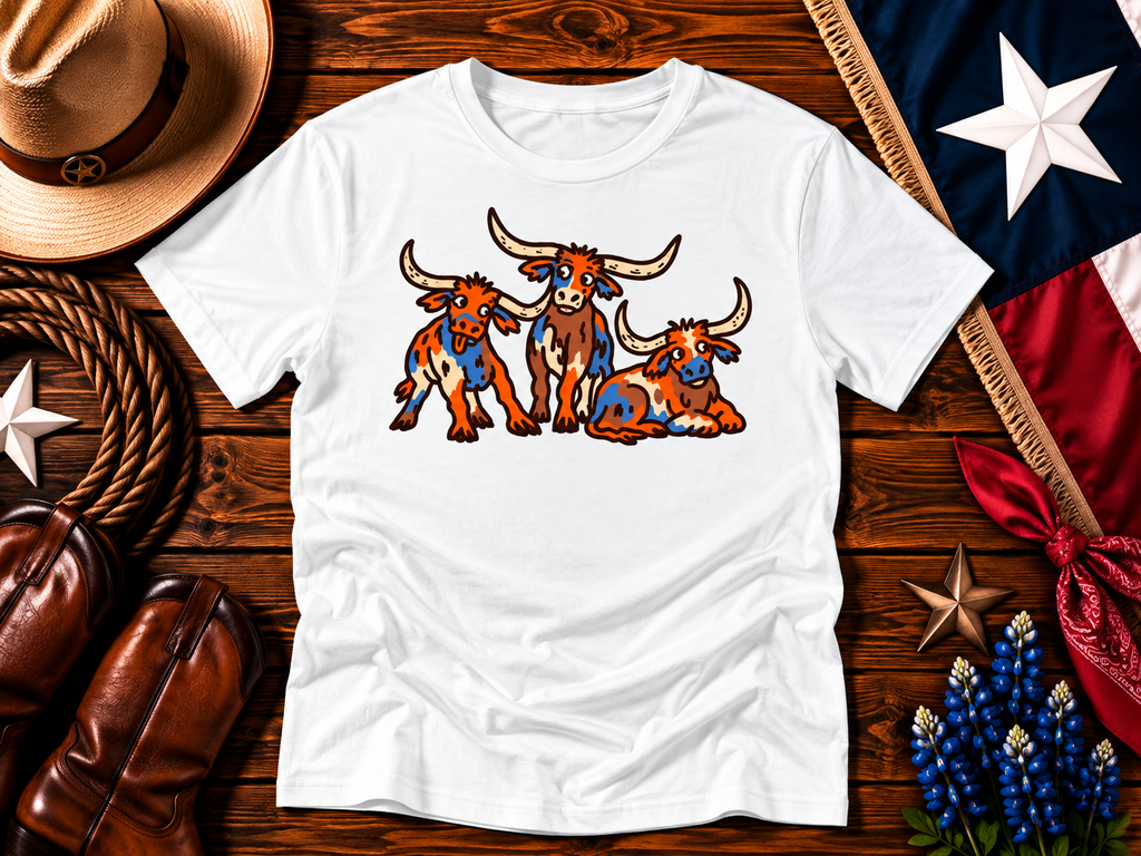 Playful Texas Longhorn Trio Graphic Tee