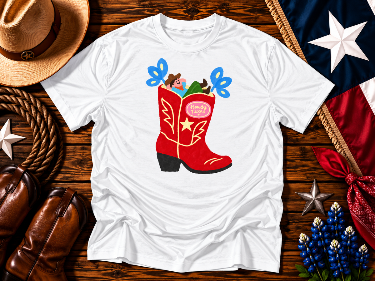 Howdy Texas Cowboy Boot Graphic Tee
