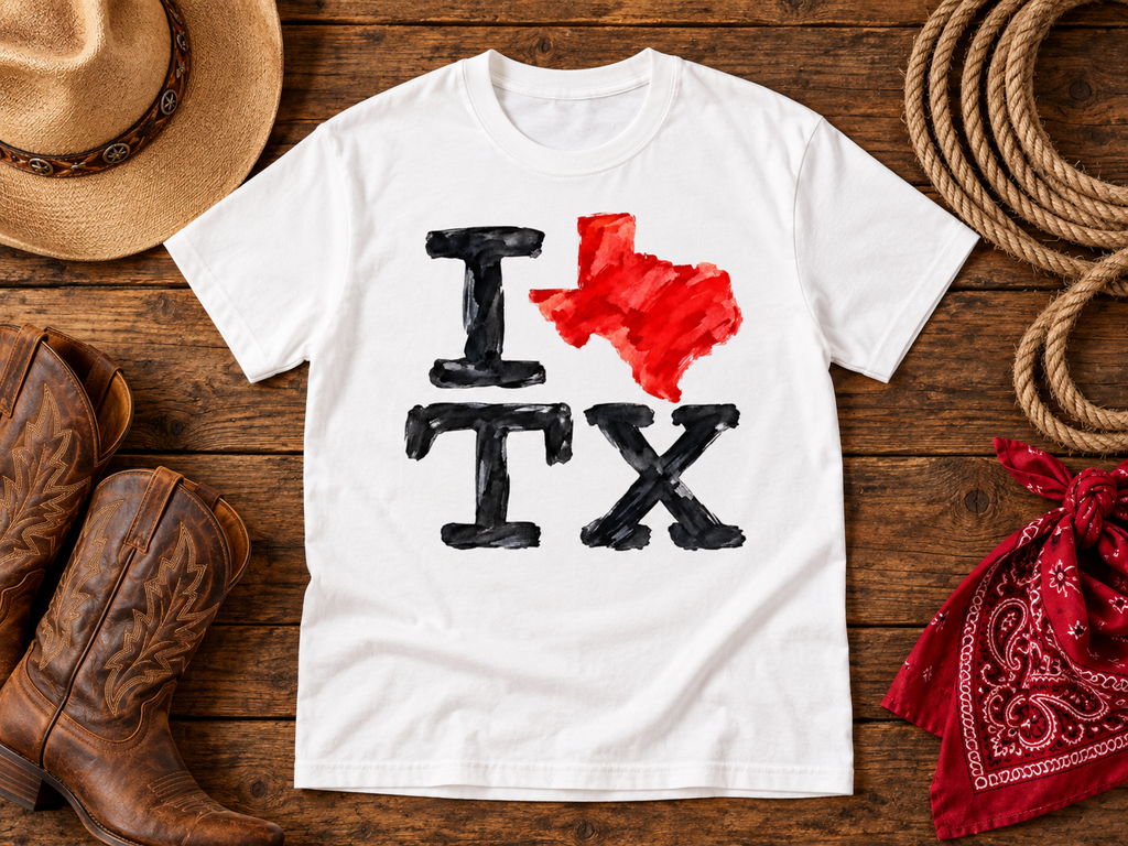 I Love Texas Watercolor