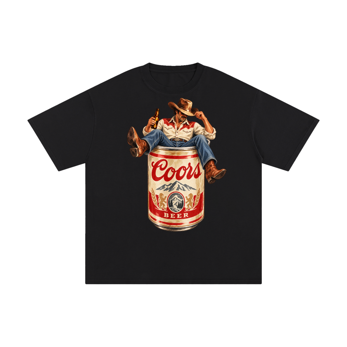Vintage Coors Cowboy Beer Can Graphic Tee