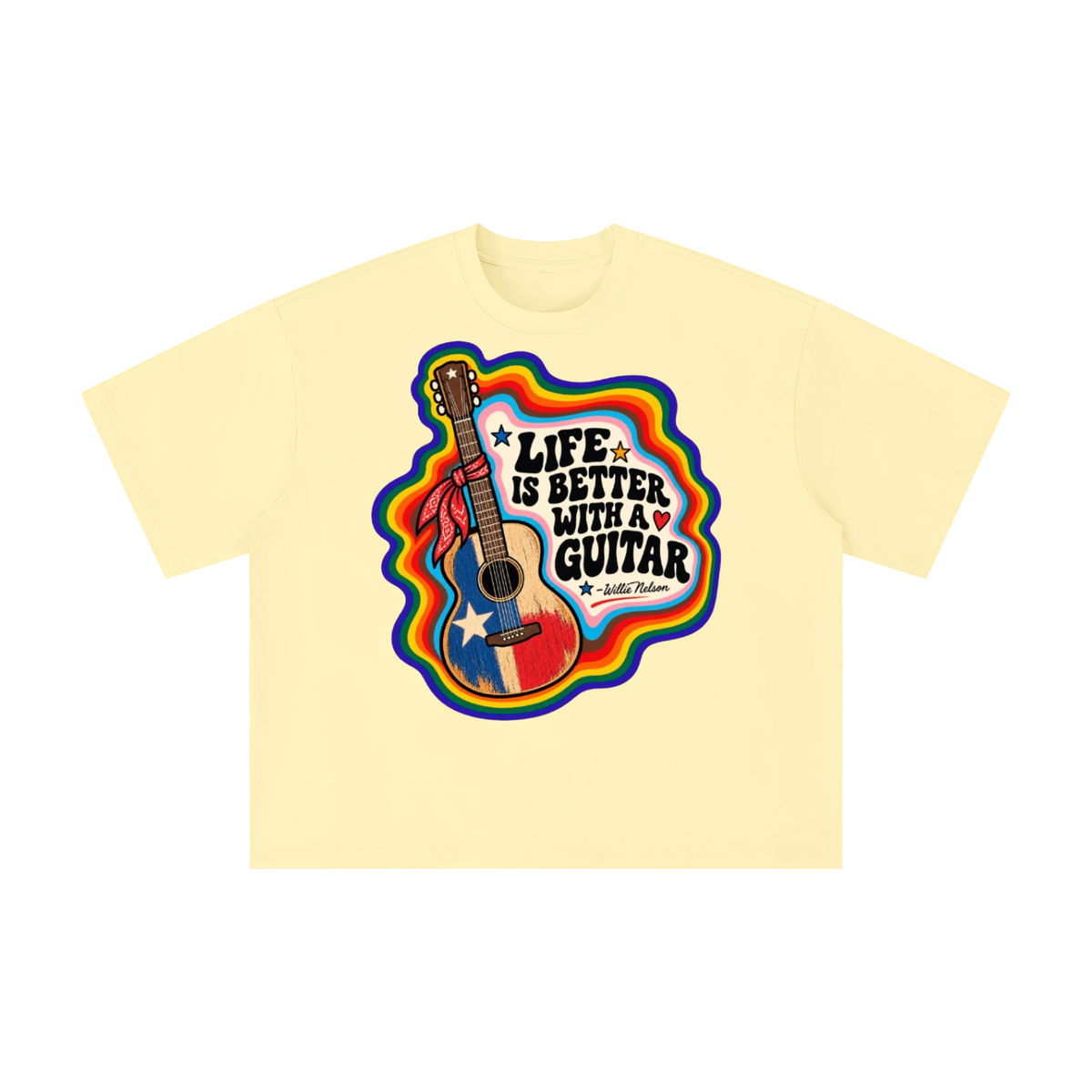 Life Is Better With a Guitar Willie Nelson Texas Tee
