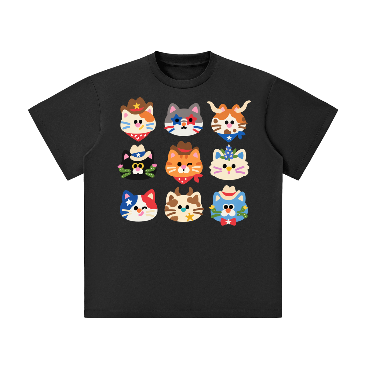Texas Cowboy Cat Crew Graphic Tee