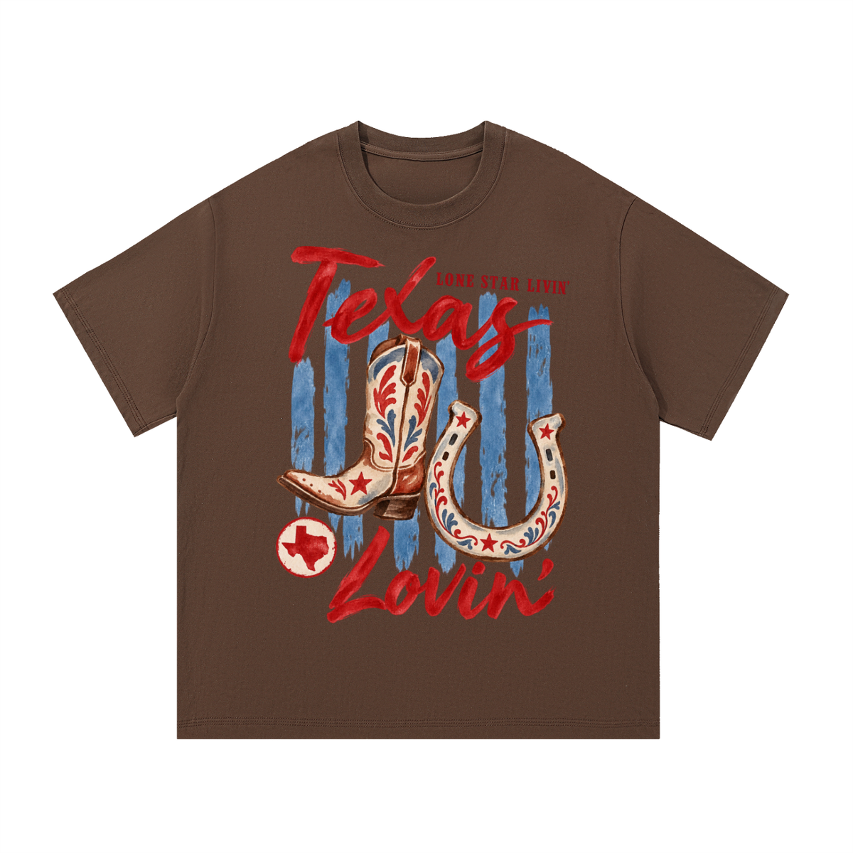 Texas Lovin’ Western Boots & Horseshoe Vintage T-Shirt