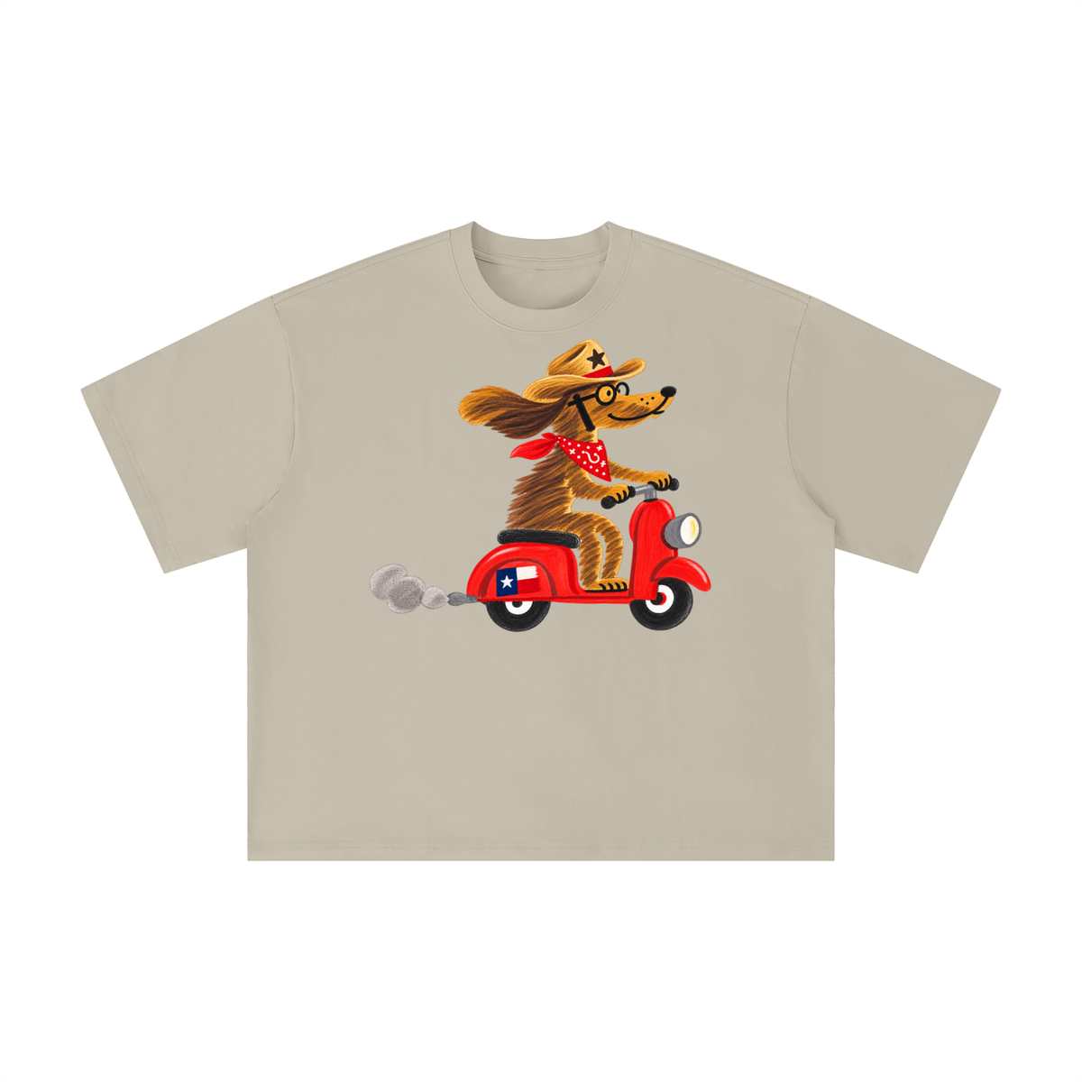 Texas Cowboy Scooter Dog Graphic Tee