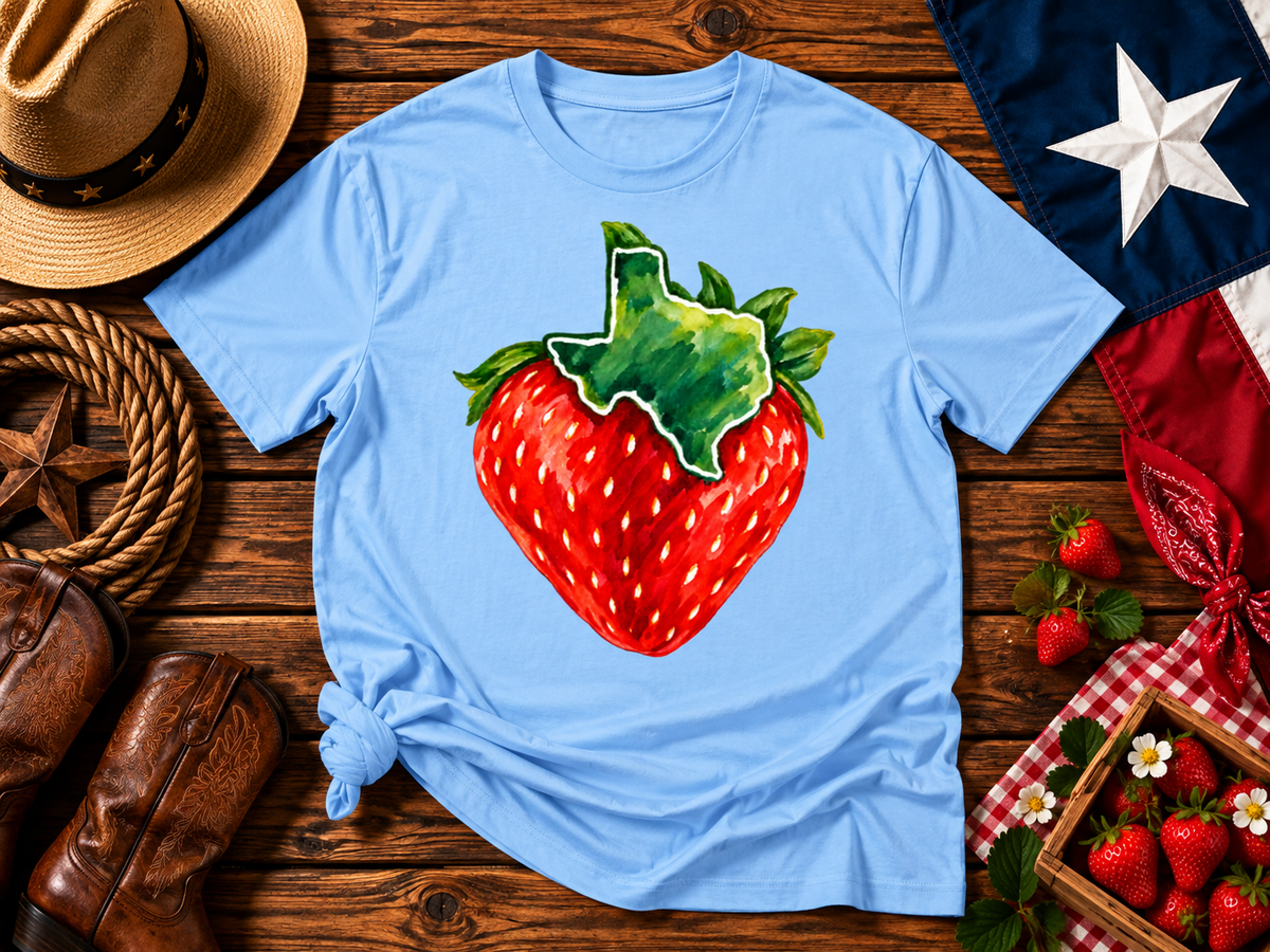 Texas Strawberry Watercolor Graphic Tee