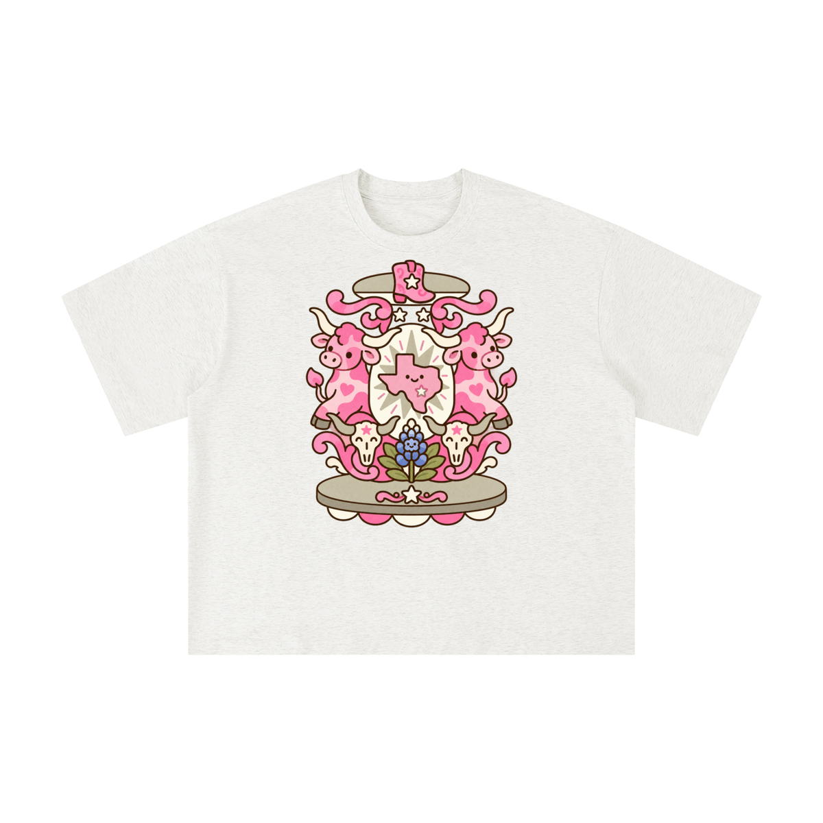 Pink Texas Longhorn Western Crest Graphic Tee