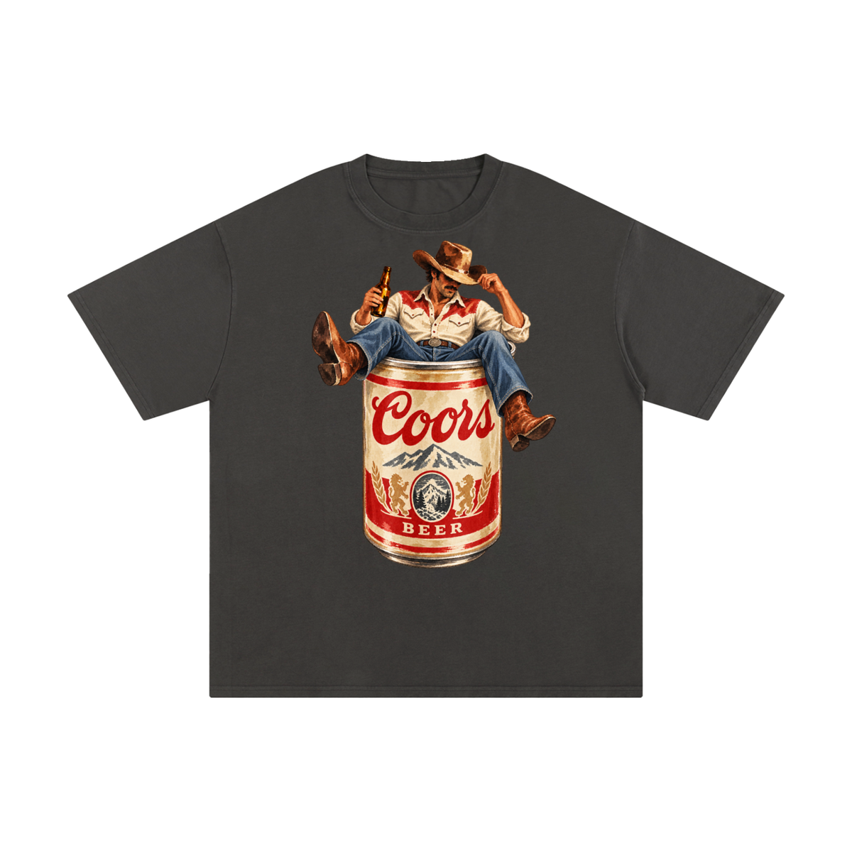 Vintage Coors Cowboy Beer Can Graphic Tee