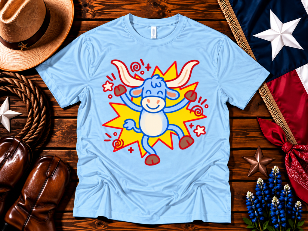 Happy Texas Longhorn Pop Art Graphic Tee
