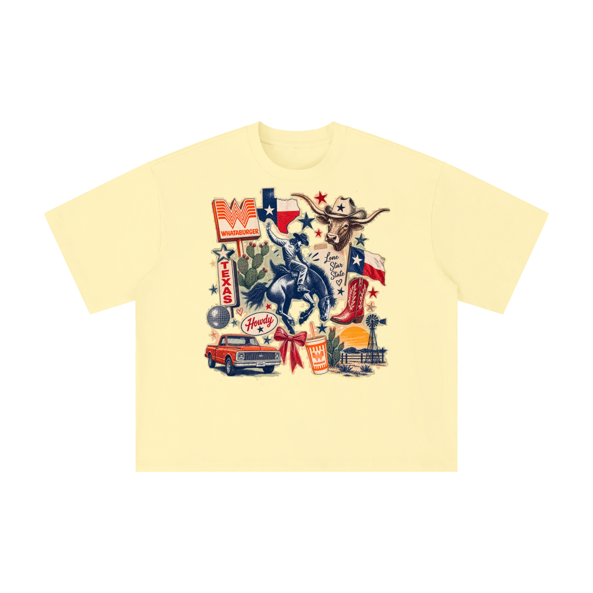 Lone Star State Texas Collage Graphic T-Shirt