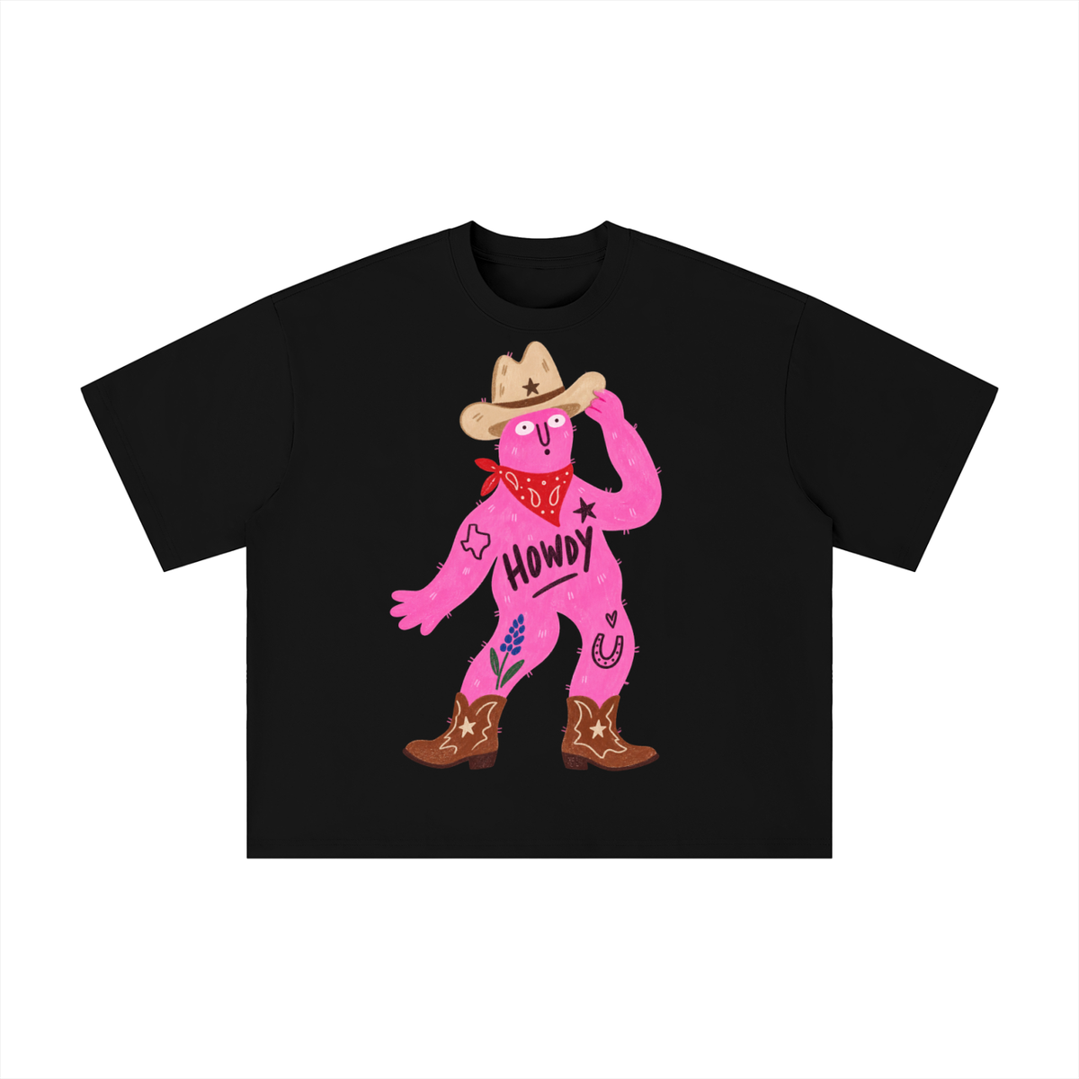 Howdy Texas Cowboy Character Graphic Tee