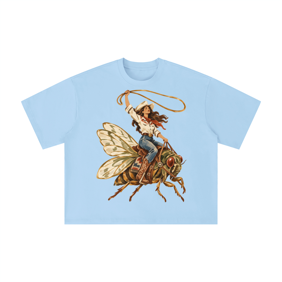 Cowgirl on a Texas Cicada Vintage Graphic Tee