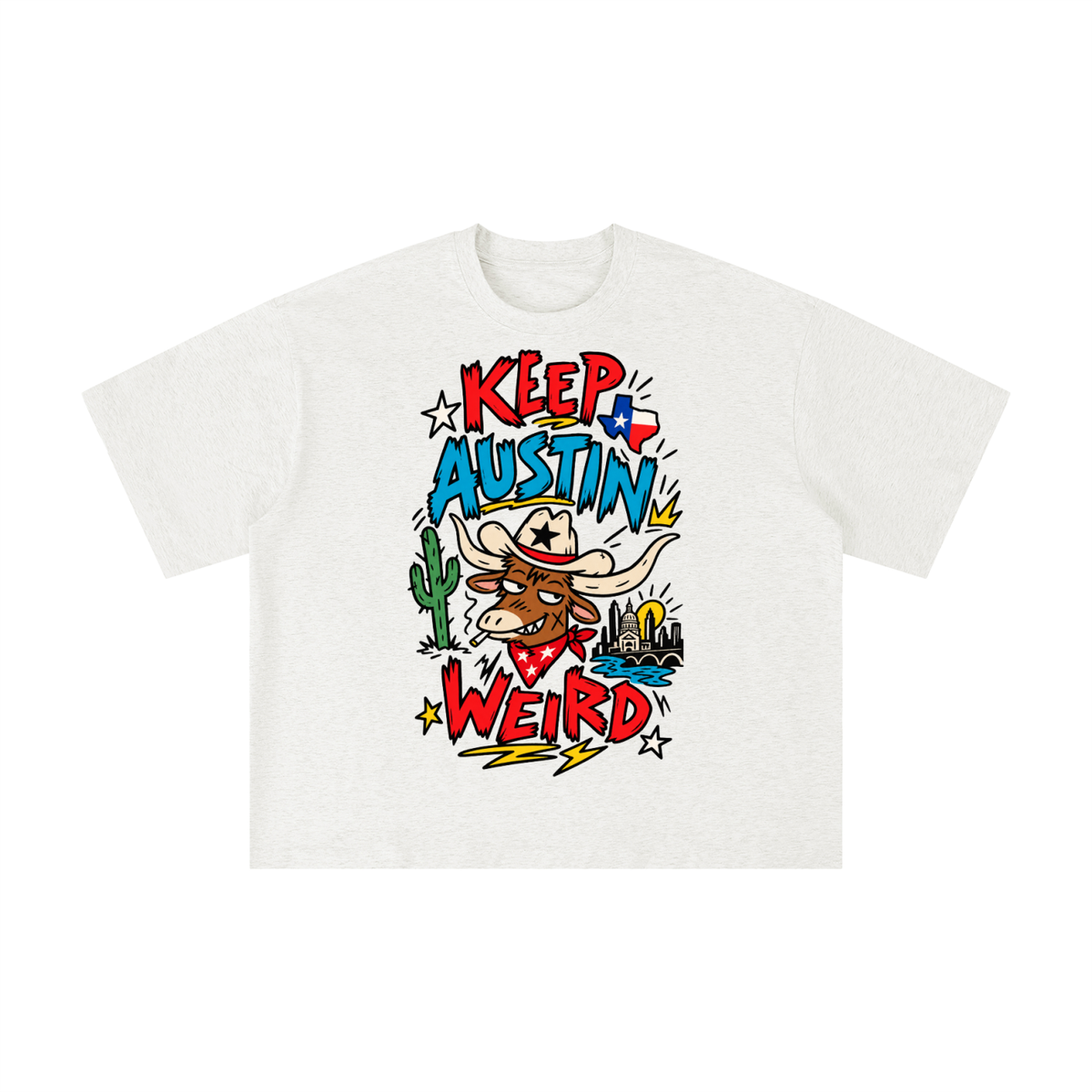 Keep Austin Weird Longhorn Graffiti Graphic Tee