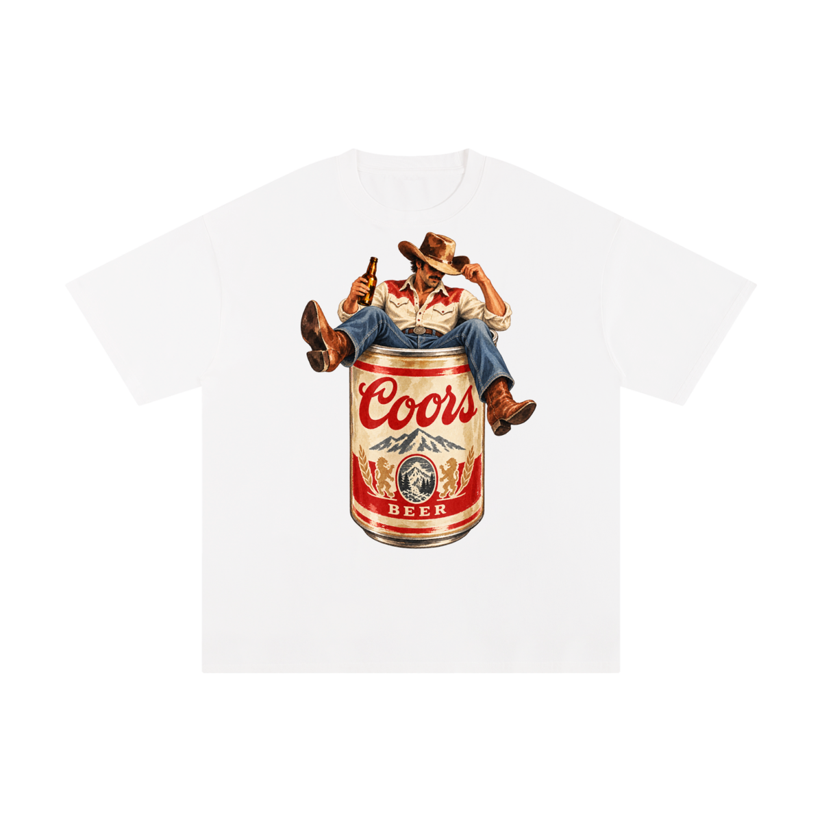 Vintage Coors Cowboy Beer Can Graphic Tee