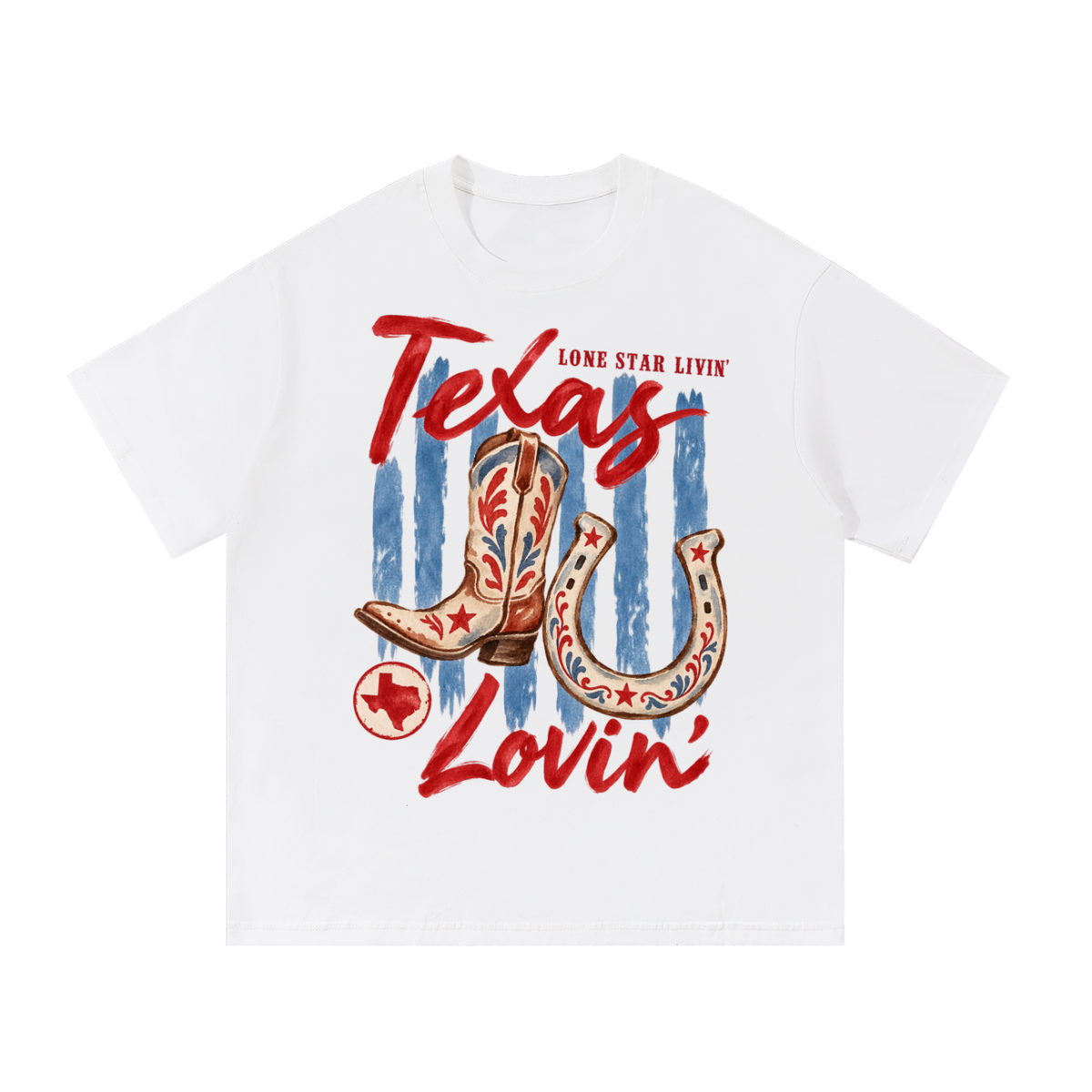 Texas Lovin’ Western Boots & Horseshoe Vintage T-Shirt