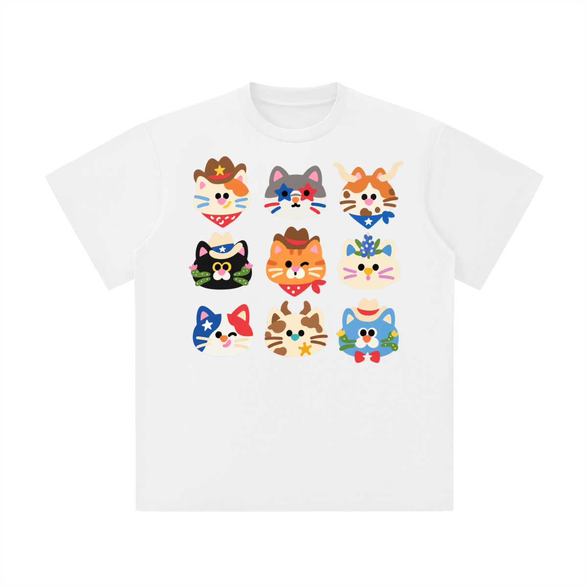 Texas Cowboy Cat Crew Graphic Tee