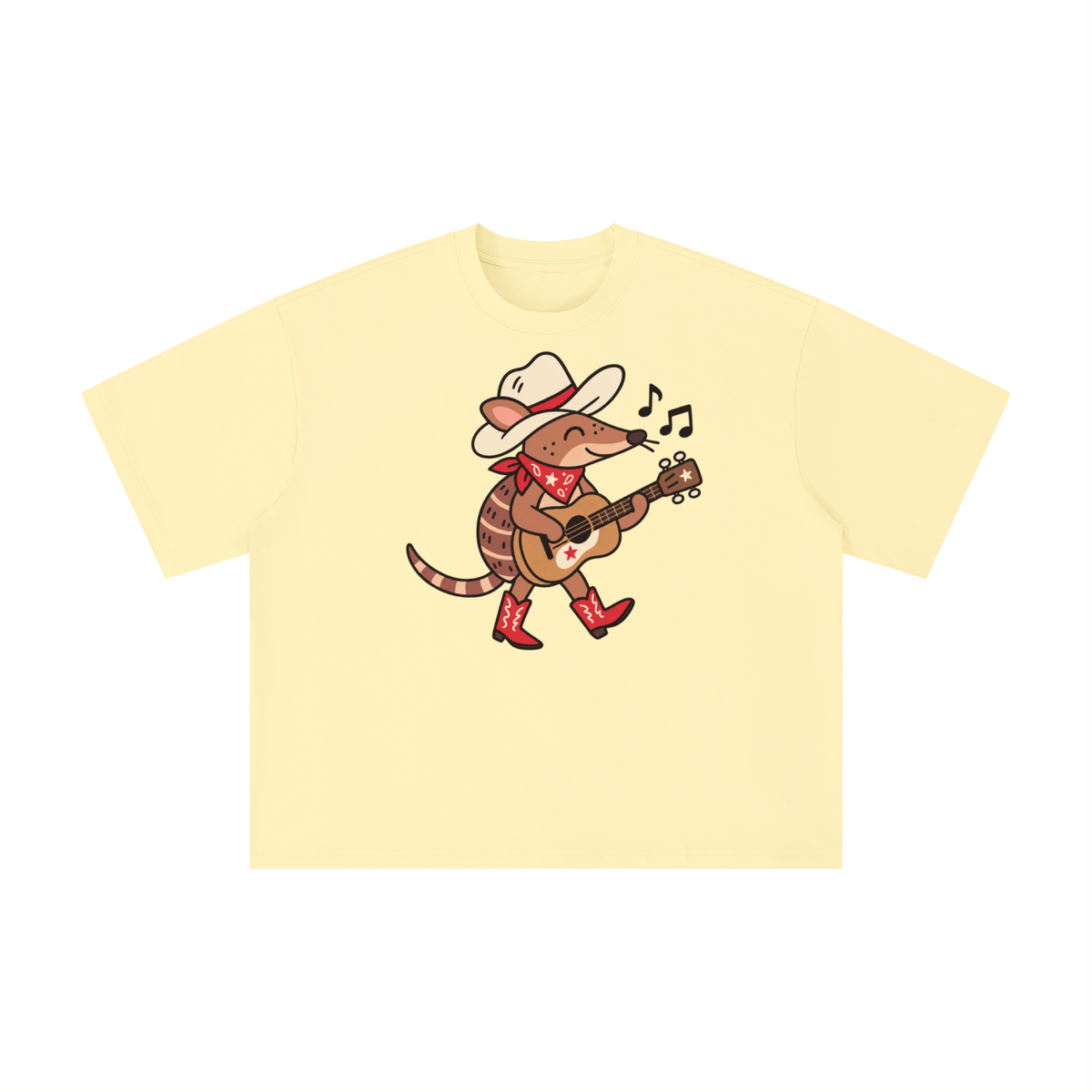 Texas Armadillo Guitar Cowboy Graphic Tee