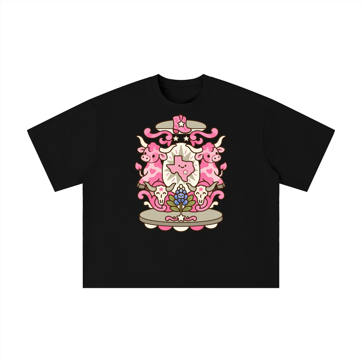 Pink Texas Longhorn Western Crest Graphic Tee