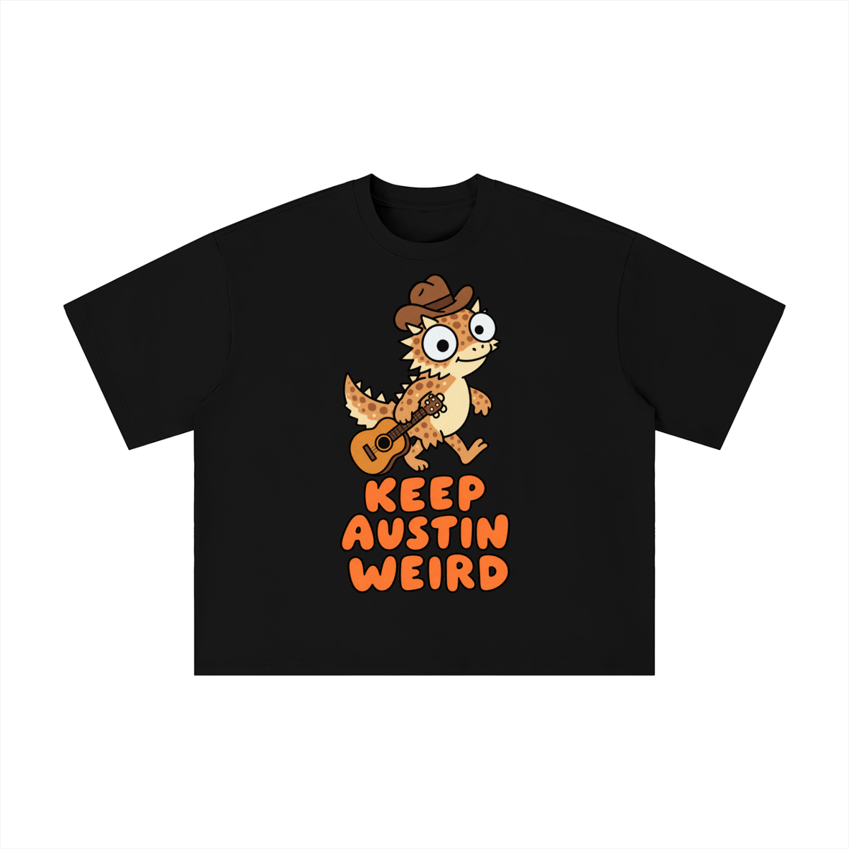 Keep Austin Weird Horned Lizard Guitar Tee – Funny Texas Cowboy Shirt