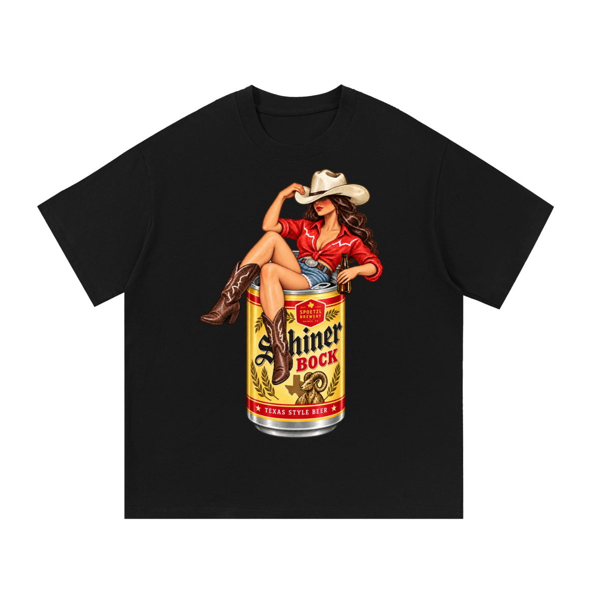 Shiner Bock Texas Cowgirl Vintage Graphic Tee