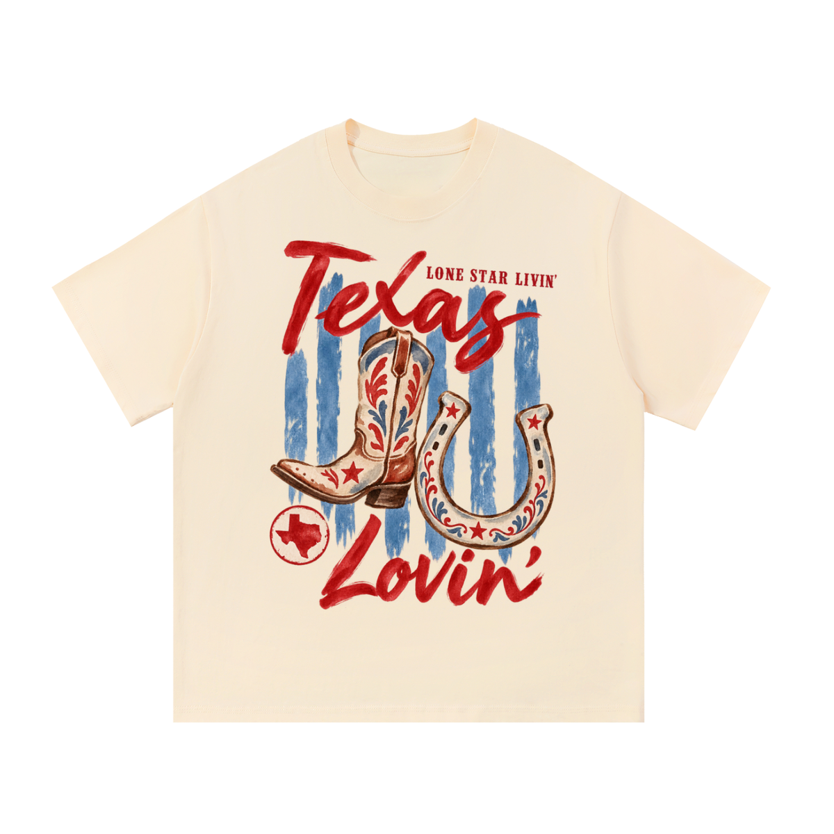 Texas Lovin’ Western Boots & Horseshoe Vintage T-Shirt