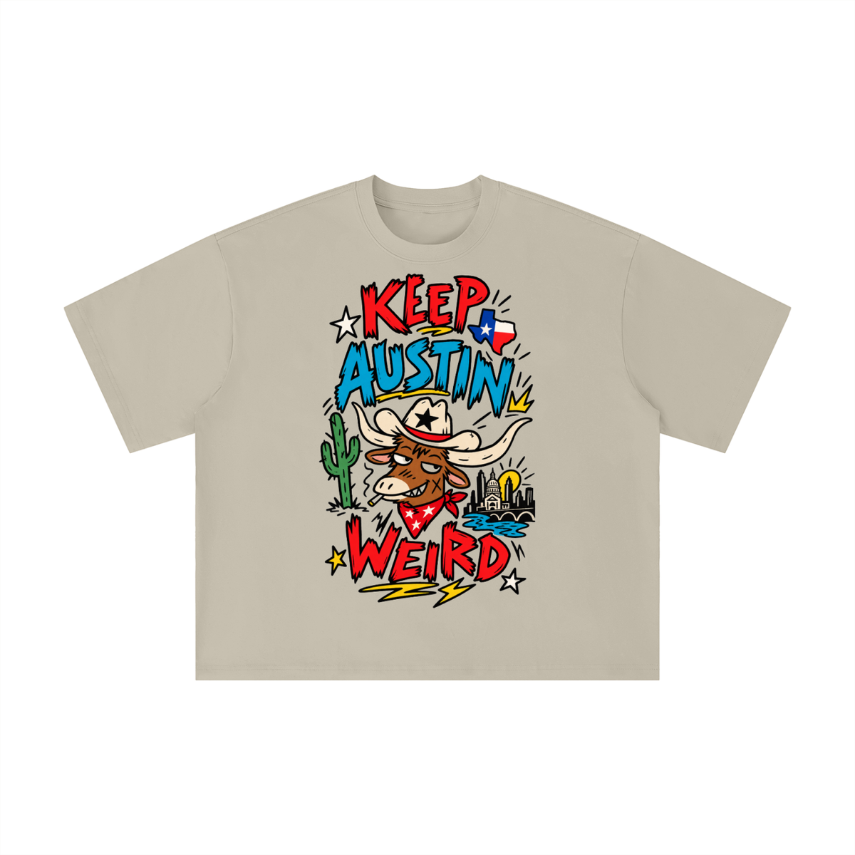 Keep Austin Weird Longhorn Graffiti Graphic Tee