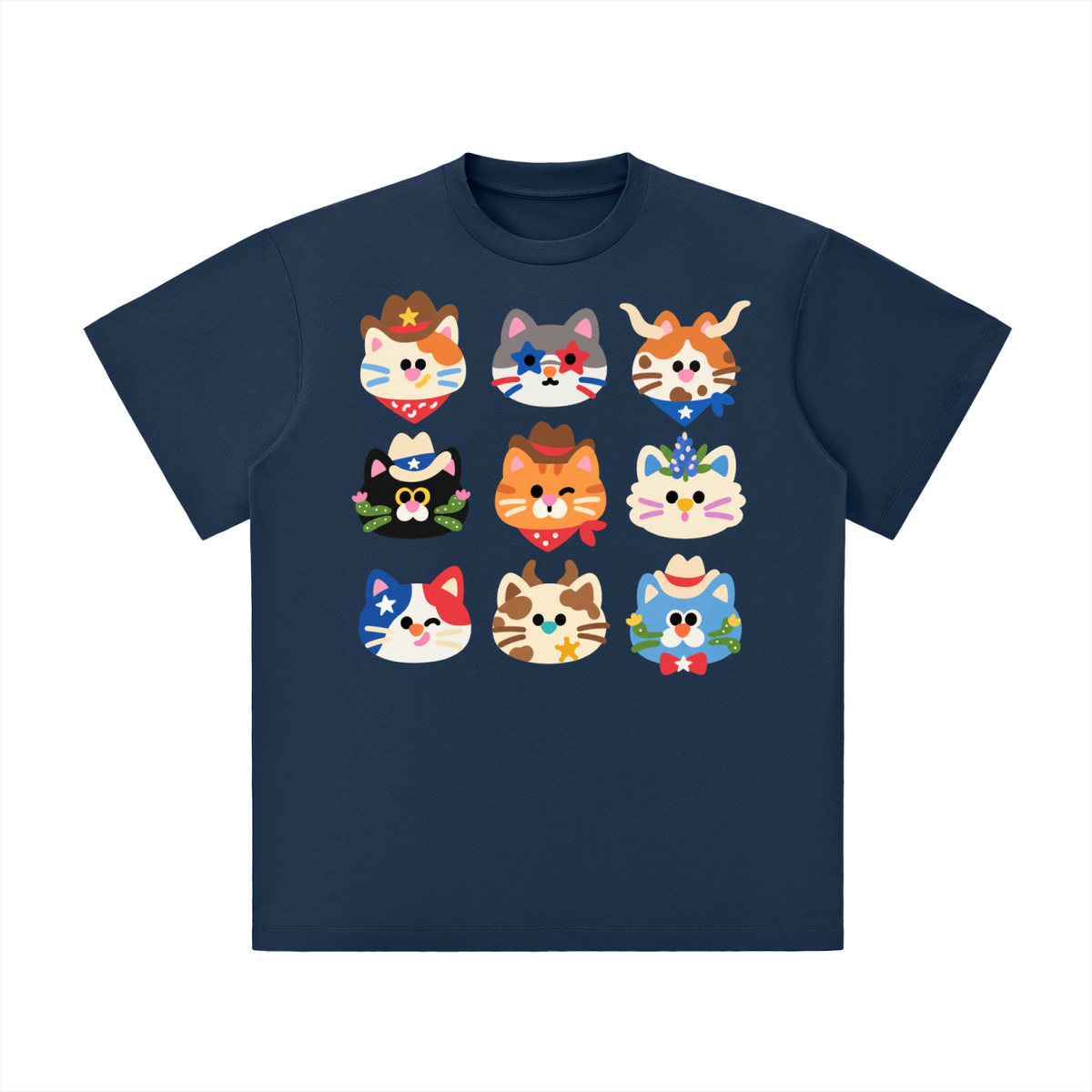 Texas Cowboy Cat Crew Graphic Tee