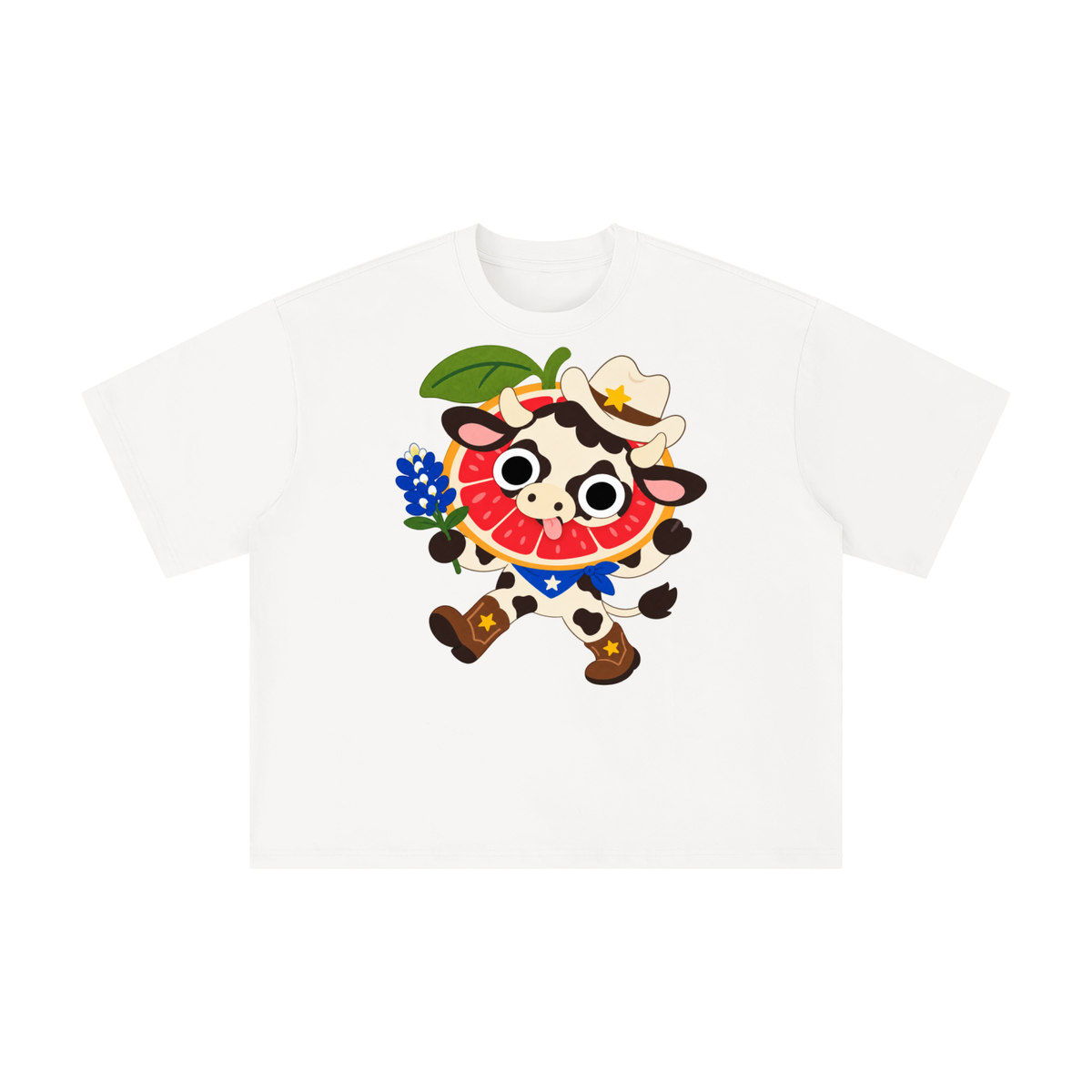 Texas Grapefruit Cowboy Cow Graphic Tee