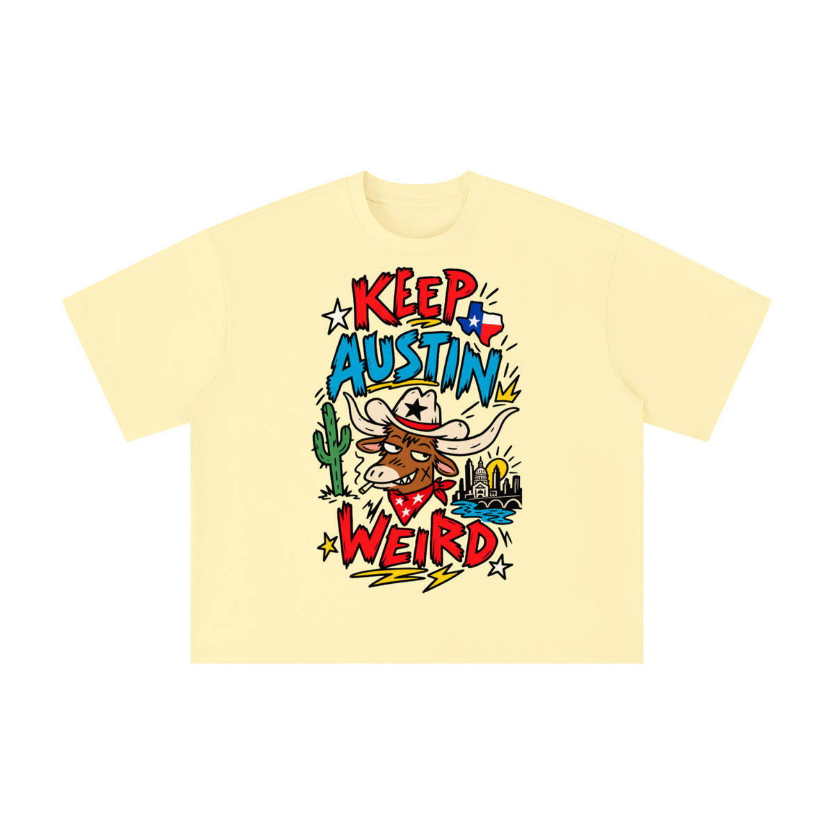 Keep Austin Weird Longhorn Graffiti Graphic Tee