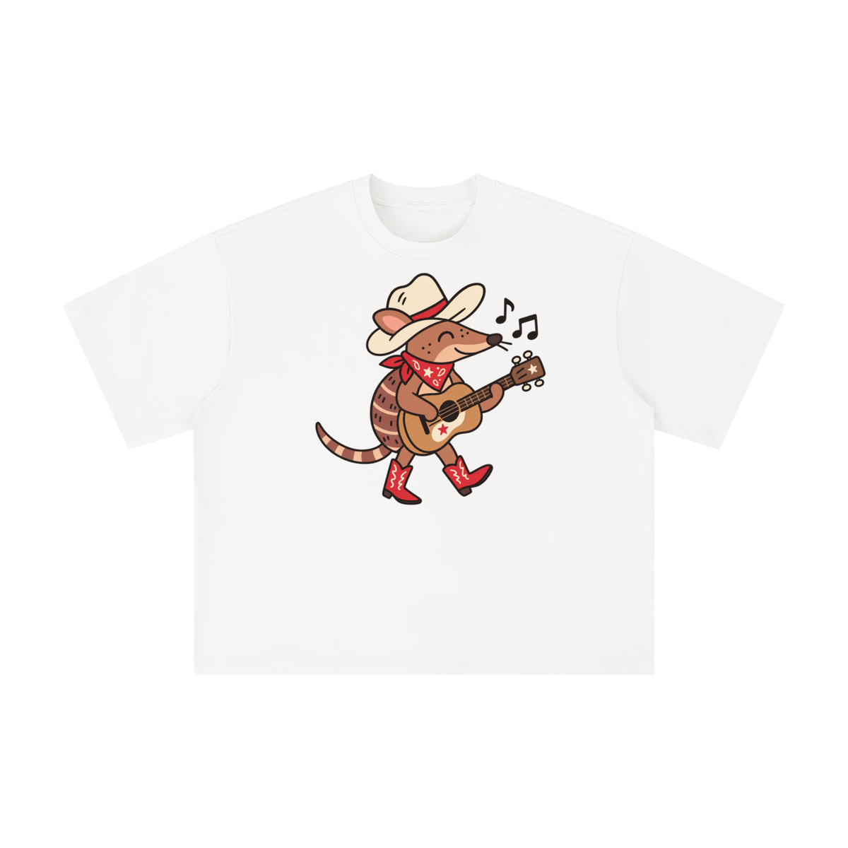 Texas Armadillo Guitar Cowboy Graphic Tee