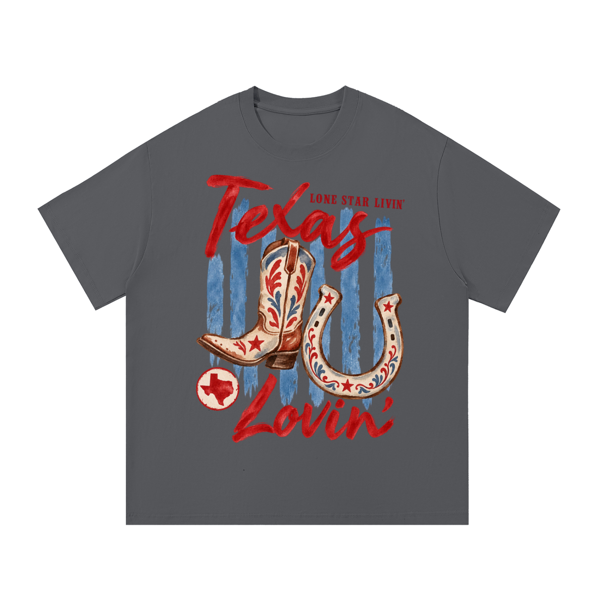 Texas Lovin’ Western Boots & Horseshoe Vintage T-Shirt