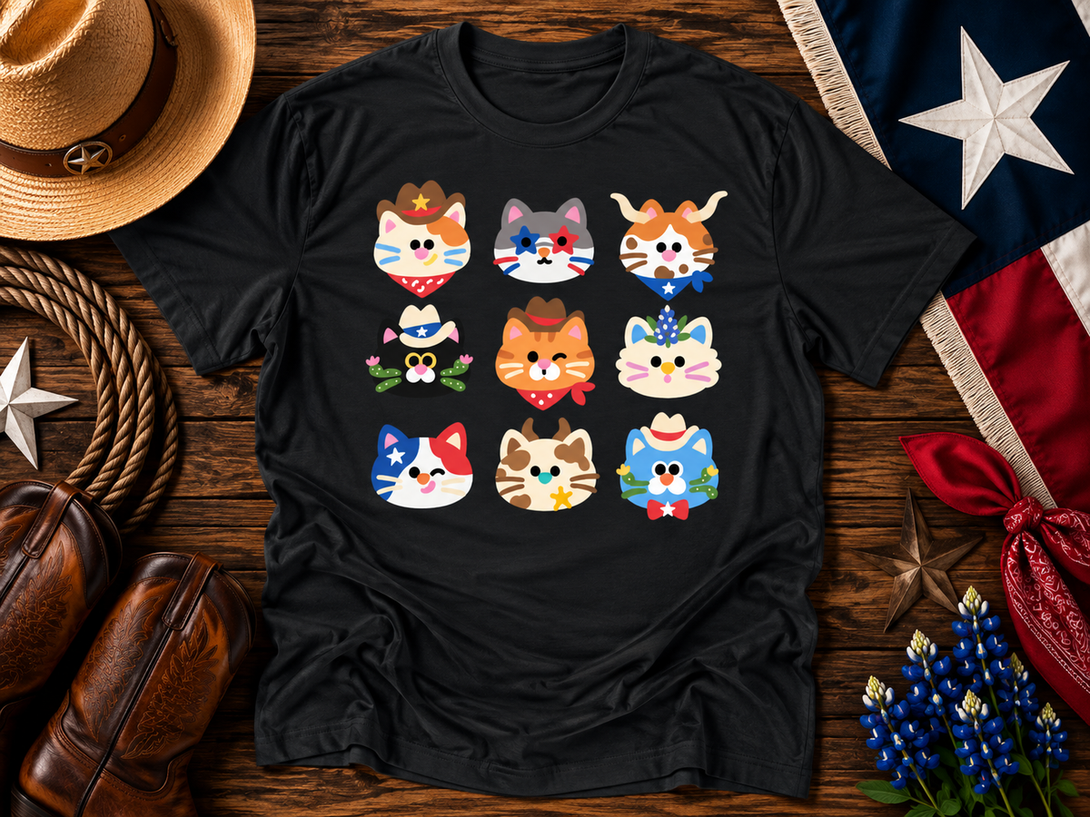 Texas Cowboy Cat Crew Graphic Tee