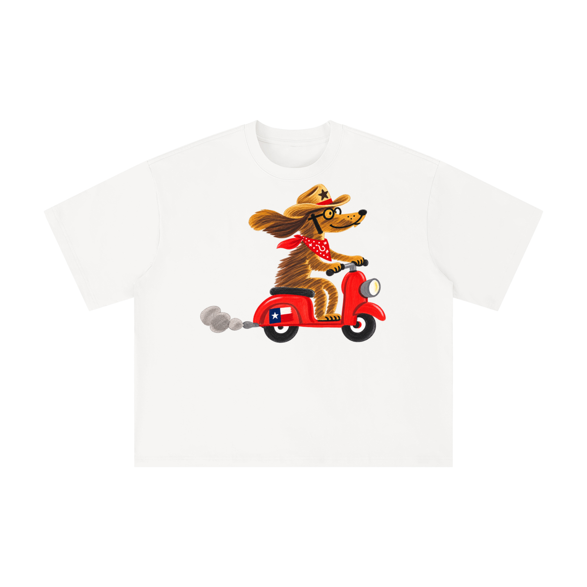 Texas Cowboy Scooter Dog Graphic Tee